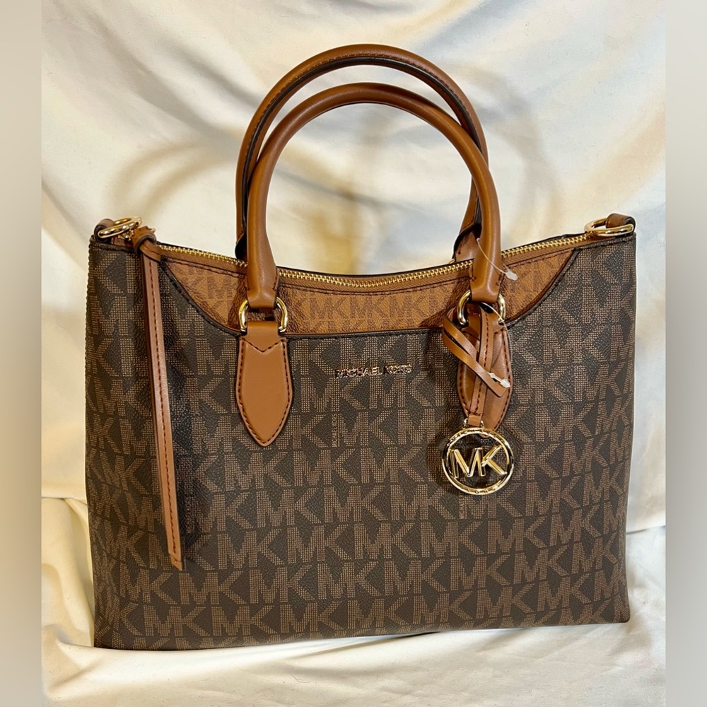 New MICHAEL KORS  Austen Medium Logo Satchel Handbag $398